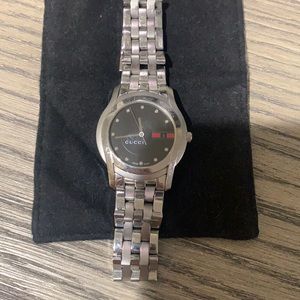 Mens Gucci 5500XL 11 Diamond stainless steel watch